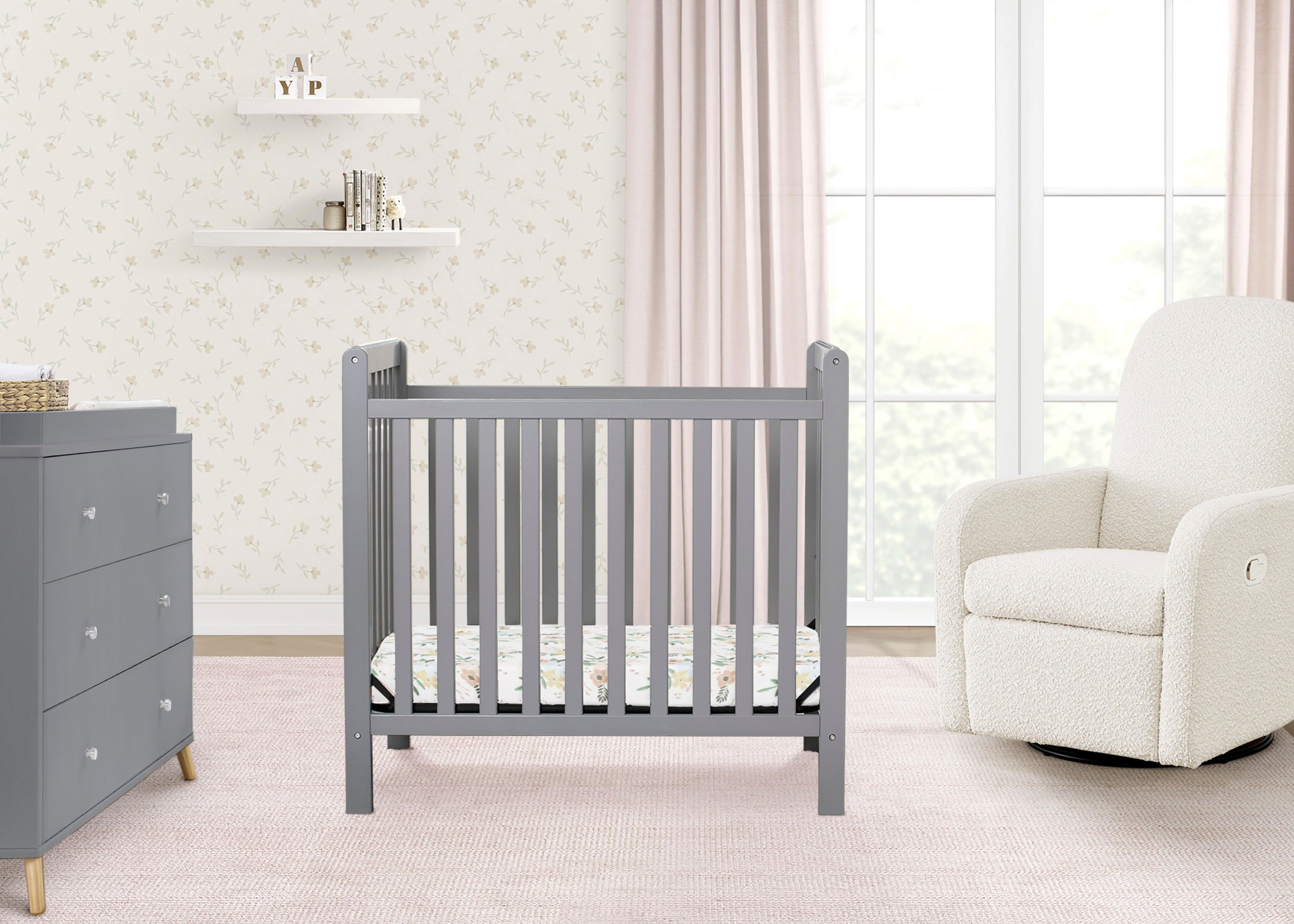 Classic Mini Crib with 2.75-inch Mattress - Convertible to Twin Bed