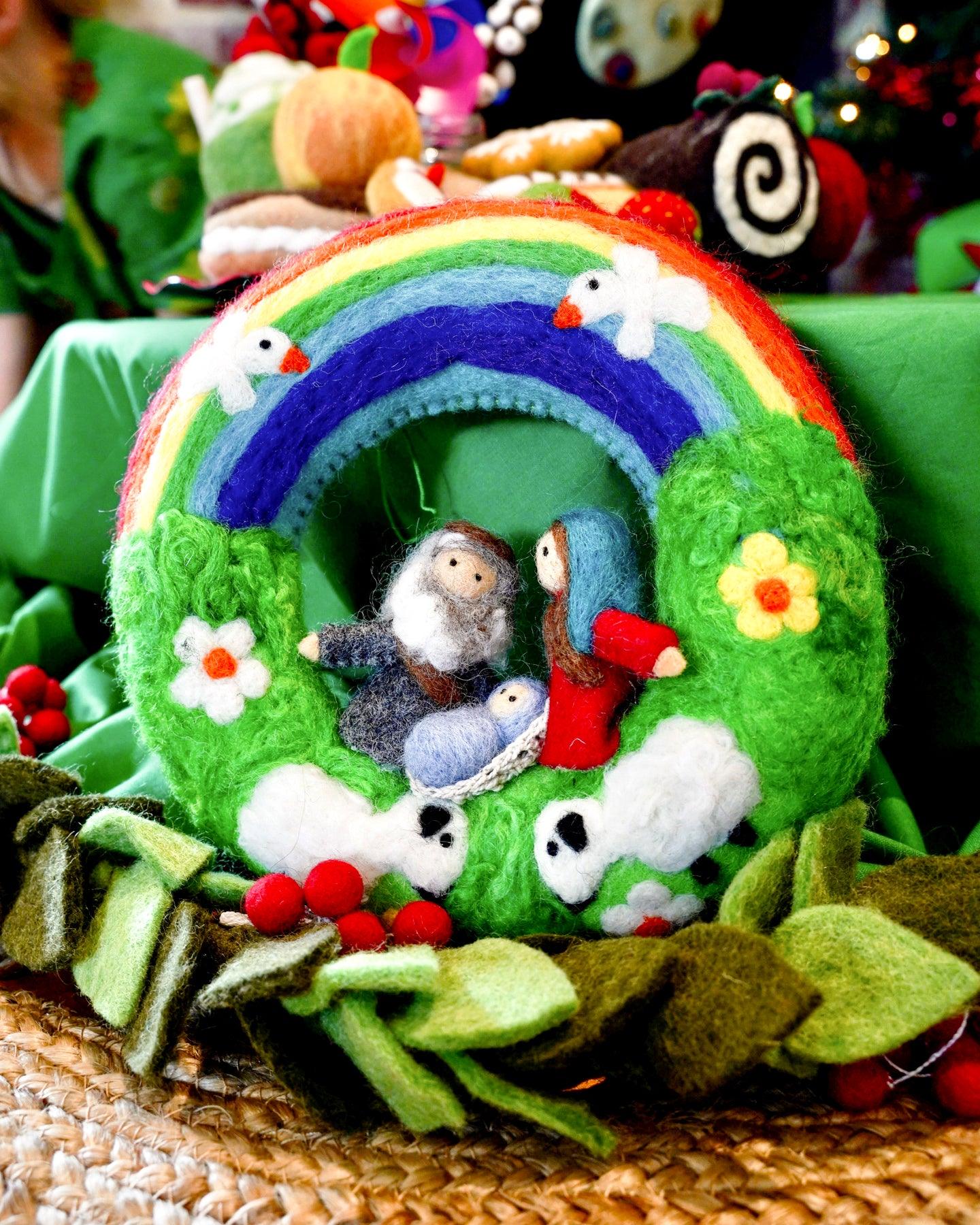 Sale Christmas Rainbow Nativity Wreath