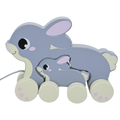 PULL ALONG RABBIT & BUNNY Wood Pull Toy
